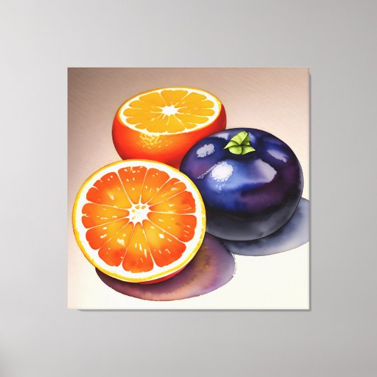 オレンジ色のグローの水色 キャンバスプリント (正面)
