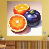 オレンジ色のグローの水色 キャンバスプリント (インサイチュ (リビング))