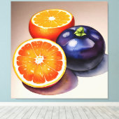 オレンジ色のグローの水色 キャンバスプリント (インサイチュ (ウッドフロア))