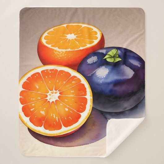オレンジ色のグローの水色 シェルパブランケット (正面)