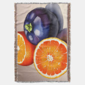 オレンジ色のグローの水色 スローブランケット (正面縦)