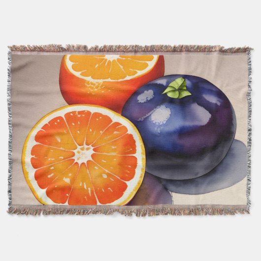 オレンジ色のグローの水色 スローブランケット (正面)