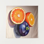 オレンジ色のグローの水色 タペストリー (正面(横))