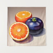 オレンジ色のグローの水色 タペストリー (正面)