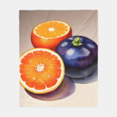 オレンジ色のグローの水色 フリースブランケット (正面)