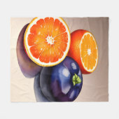 オレンジ色のグローの水色 フリースブランケット (正面(横))