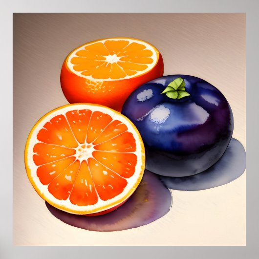 オレンジ色のグローの水色 ポスター (正面)