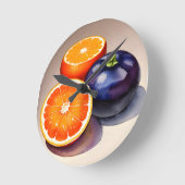 オレンジ色のグローの水色 ラウンド壁時計 (傾斜)