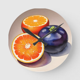 オレンジ色のグローの水色 ラウンド壁時計