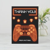 オレンジ色のグローゲームコントローラ サンキューカード (スタンド正面)