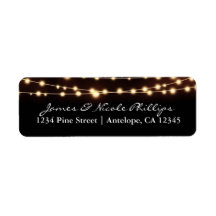 オレンジ色のグローストリングライトのエレガント住所 シール