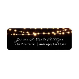 オレンジ色のグローストリングライトのエレガント住所 シール