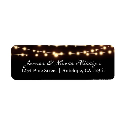 オレンジ色のグローストリングライトのエレガント住所 シール (正面)