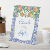 オレンジ色のグローブシャワーカードとギフト 台座サイン (インサイチュ)