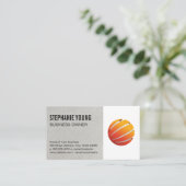 オレンジ色のグローブ企業のロゴ 名刺 (スタンド正面)