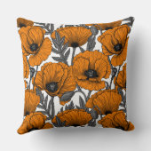 オレンジ色のケシが白 クッション (裏面)