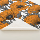 オレンジ色のケシが白 シェルパブランケット (3/4)