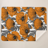 オレンジ色のケシが白 シェルパブランケット (正面(横))