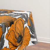 オレンジ色のケシが白 テーブルクロス (インサイチュ)