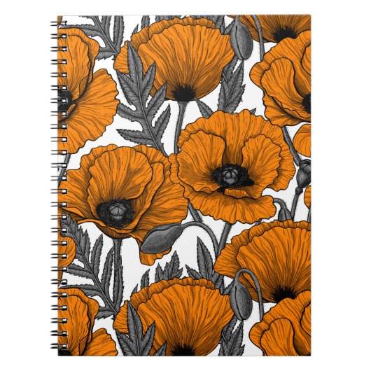 オレンジ色のケシが白 ノートブック (正面)