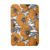 オレンジ色のケシが白 バスマット (正面縦)