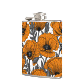 オレンジ色のケシが白 フラスク (左)