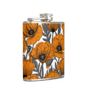 オレンジ色のケシが白 フラスク (右)