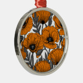 オレンジ色のケシが白 メタルオーナメント (右)