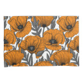 オレンジ色のケシが白 枕カバー (正面右)