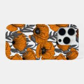 オレンジ色のケシが白 iPhoneケース (裏面横)