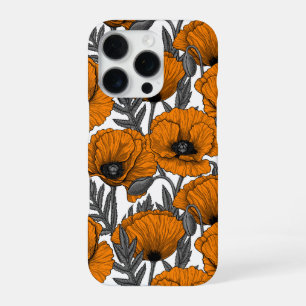 オレンジ色のケシが白 iPhone 16 PROケース