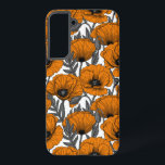 オレンジ色のケシが白 SAMSUNG GALAXY S22 ケース<br><div class="desc">手で描いたケシで作られたベクトルパターン。</div>