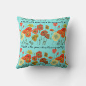 オレンジ色のケシの花'信仰を宇宙'アクア クッション (裏面)