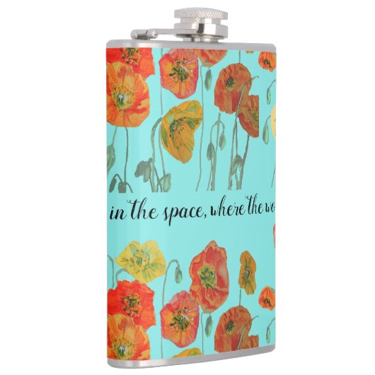オレンジ色のケシの花'信仰を宇宙'アクア フラスク (右)