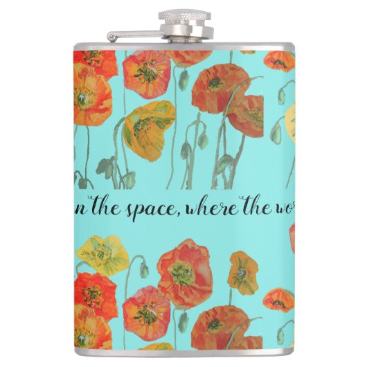 オレンジ色のケシの花'信仰を宇宙'アクア フラスク (正面)