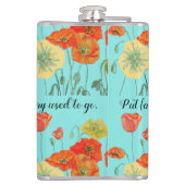 オレンジ色のケシの花'信仰を宇宙'アクア フラスク (裏面)