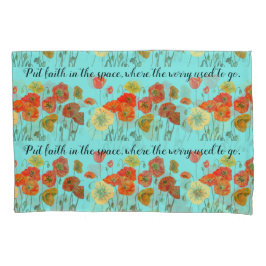 オレンジ色のケシの花'信仰を宇宙'アクア 枕カバー