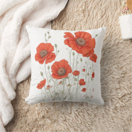 オレンジ色のケシの花 クッション