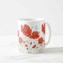 オレンジ色のケシの花 コーヒーマグカップ