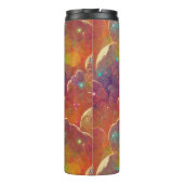 オレンジ色のコズミッククラウド反復パターン タンブラー (裏面)