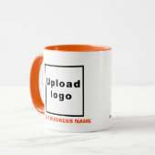 オレンジ色のコンボマグカップのビジネス名とロゴ マグカップ (正面左)