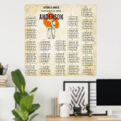 オレンジ色のコーラルダリアメイソンジャーのシーティングチャート ポスター (ホームオフィス)