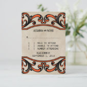 オレンジ色のゴシック様式の渦巻き旋回の応答カード 出欠カード (スタンド正面)