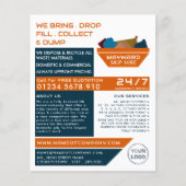 オレンジ色のゴミのスキップデザイン、Skip/Dumpster Company チラシ (正面)