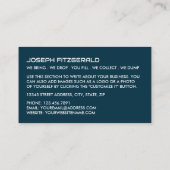 オレンジ色のゴミのスキップデザイン、Skip/Dumpster Company 名刺 (裏面)