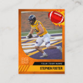 オレンジ色のサッカートレーディングカード スポーツ選手の写真 コーリングカード (正面)