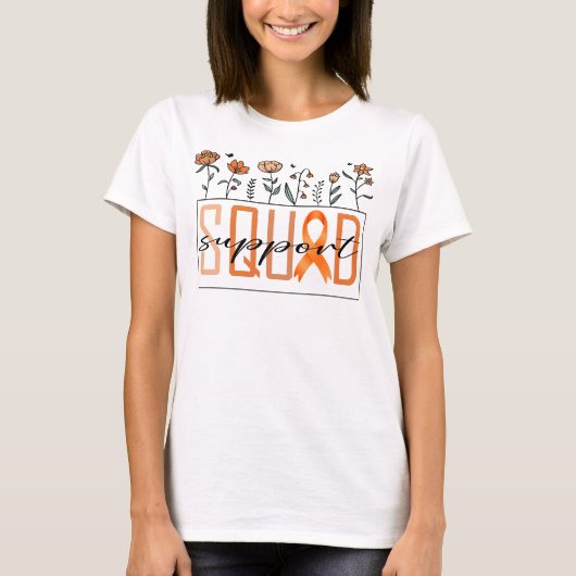 オレンジ色のサポートスクワッドコッド認識度花 Tシャツ (正面)