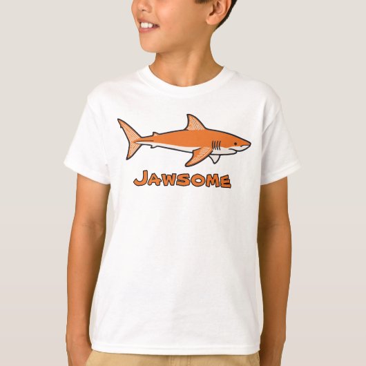 オレンジ色のサメの子供Tシャツ Tシャツ (正面)