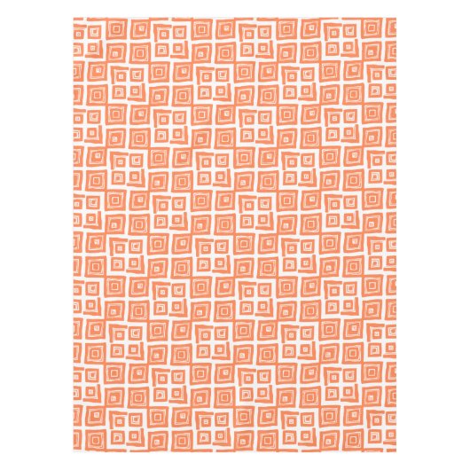 オレンジ色のサンゴ抽象芸術正方形パターン テーブルクロス (正面)