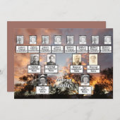 オレンジ色のサンセを使用した3世代フォトツリーライン 招待状 (正面/裏面)